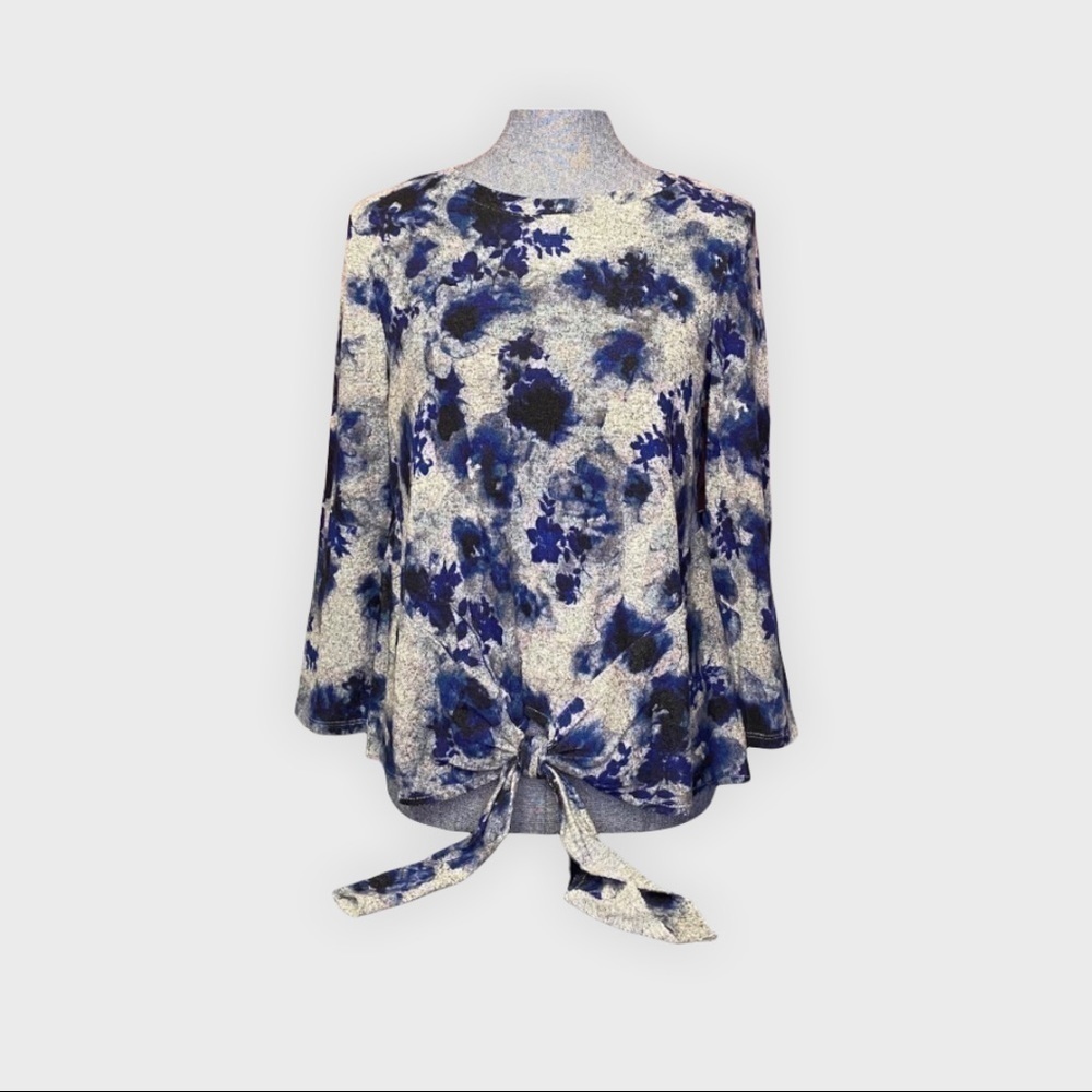 NWT Simply Vera Vera Wang floral blouse size Small women top blue shirt
